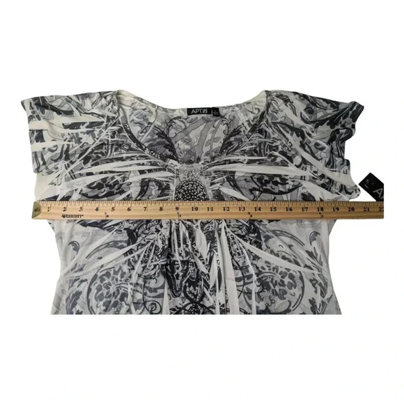 NWT Apt 9 Womens Geometric Dress Scoop Neck Gray White Shark Bite Stretch Knit L - Picture 10 of 14